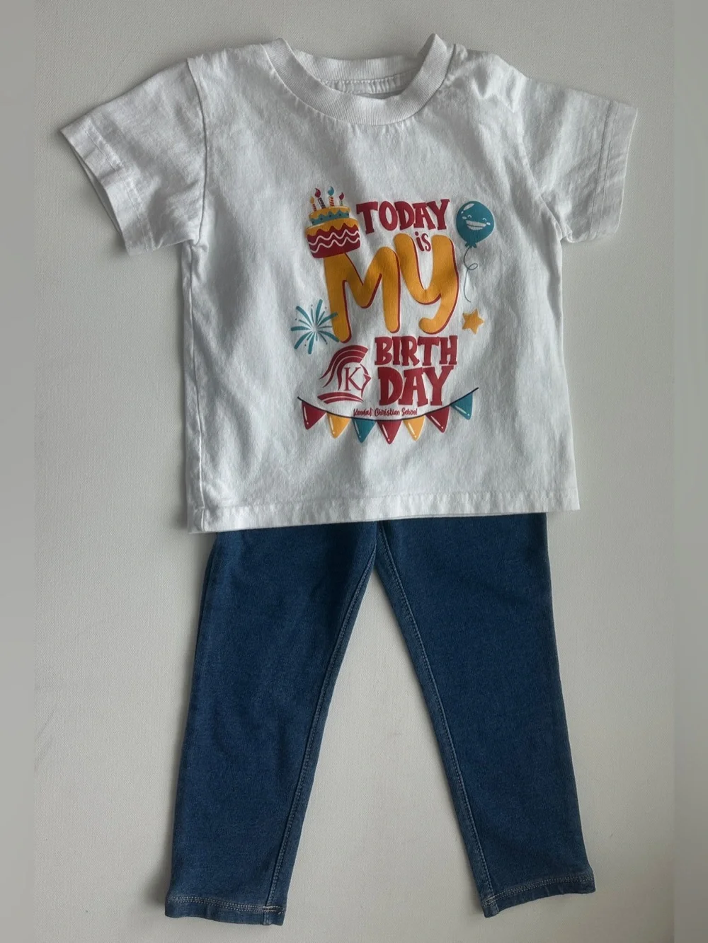 Rabbit Skins & Cat & Jack girl’s birthday graphic tee and pants.  Size 3T.